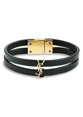 Saint Laurent YSL Dual Row Leather Bracelet