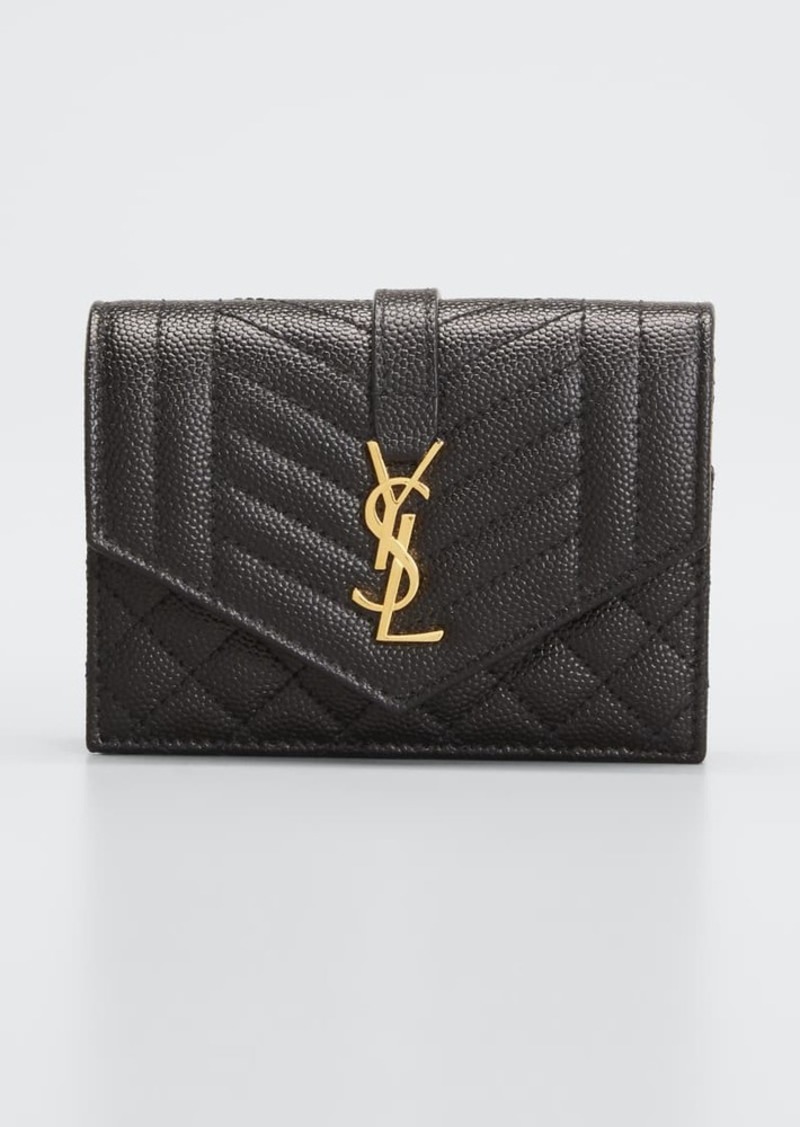 Saint Laurent Envelope Small YSL Flap Wallet in Grained Leather