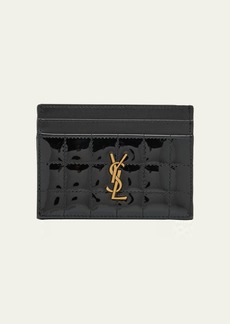 Saint Laurent Cassandre YSL Card Case in Quilted Patent Leather