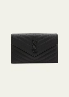 Saint Laurent YSL Small Envelope Leather Wallet on Chain