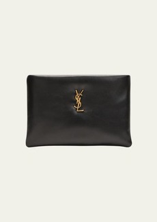 Saint Laurent Calypso Small YSL Clutch Bag in Smooth Padded Leather