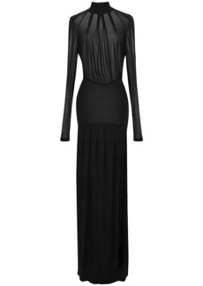 Saint Laurent sheer long-sleeve gown dress