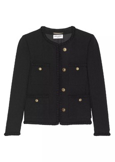 Saint Laurent Short Jacket in Diamond-embossed Tweed