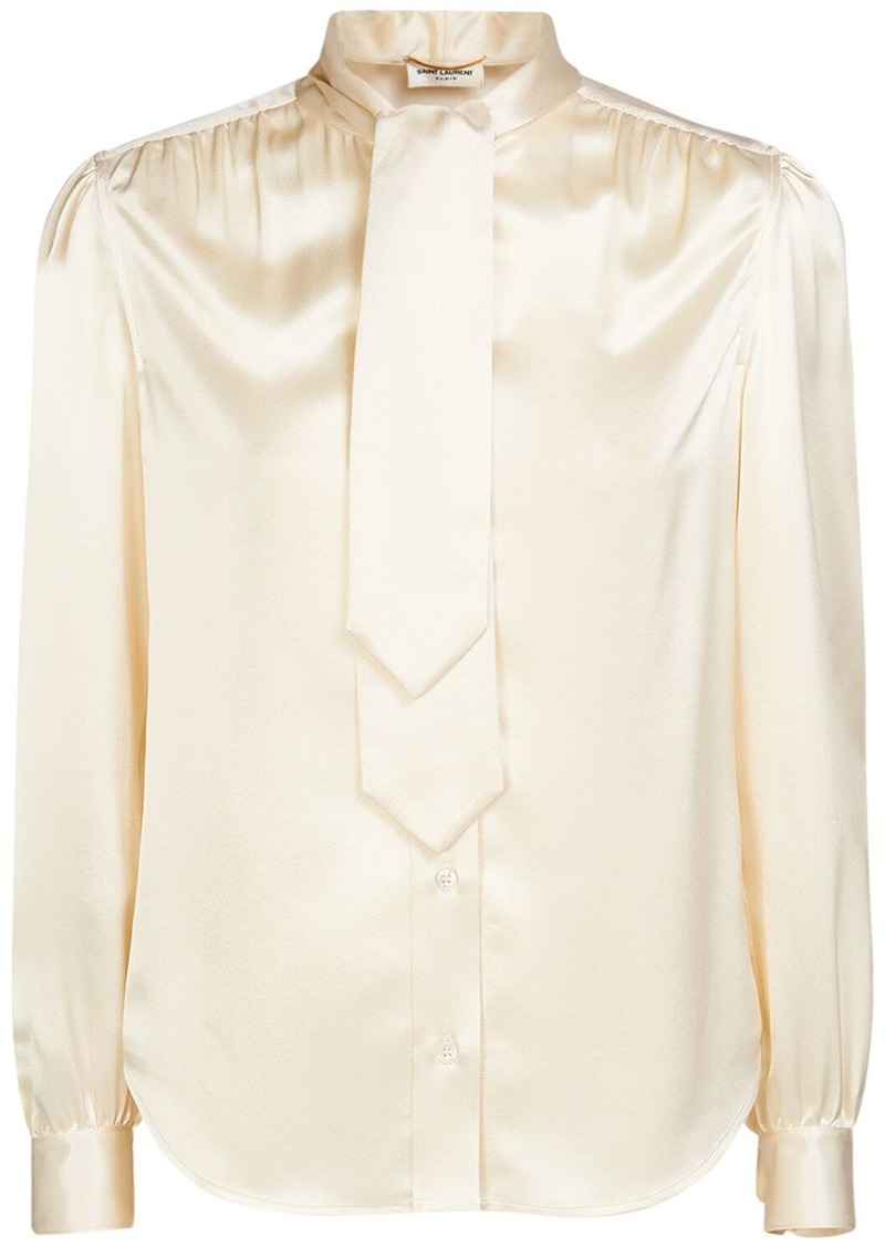 Saint Laurent Silk Satin Shirt W/ Tie