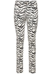 Saint Laurent Skinny Zebra Print Cotton Denim Jeans