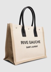 Saint Laurent Small Rive Gauche Linen Tote Bag