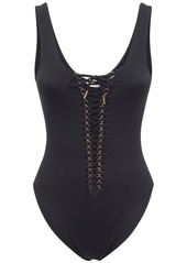 Saint Laurent Stretch Lace-up One Piece Swimsuit