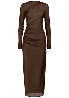 Saint Laurent Transparent Wool Blend Long Dress