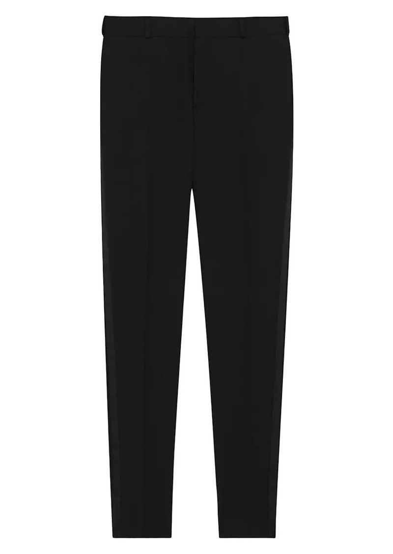 Saint Laurent Tuxedo Straight Pants in Grain De Poudre