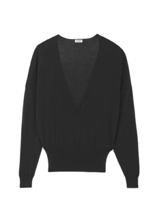Saint Laurent V-Neck Sweater In Cashmere, Wool and Silk