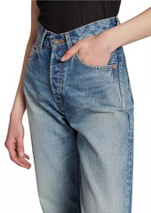 Saint Laurent V-Waist Long Baggy Jeans In Denim