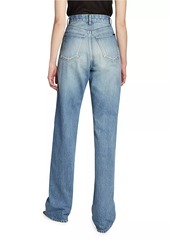 Saint Laurent V-Waist Long Baggy Jeans In Denim