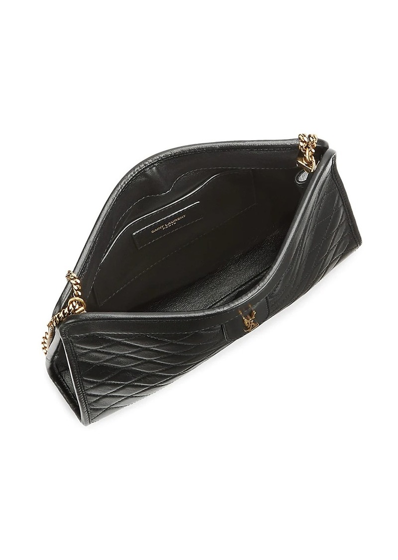Saint Laurent Victoire Chain Clutch Quilted Leather at 1stDibs