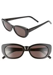 Women's Saint Laurent Betty 53mm Cat Eye Sunglasses - Shiny Black/ Black