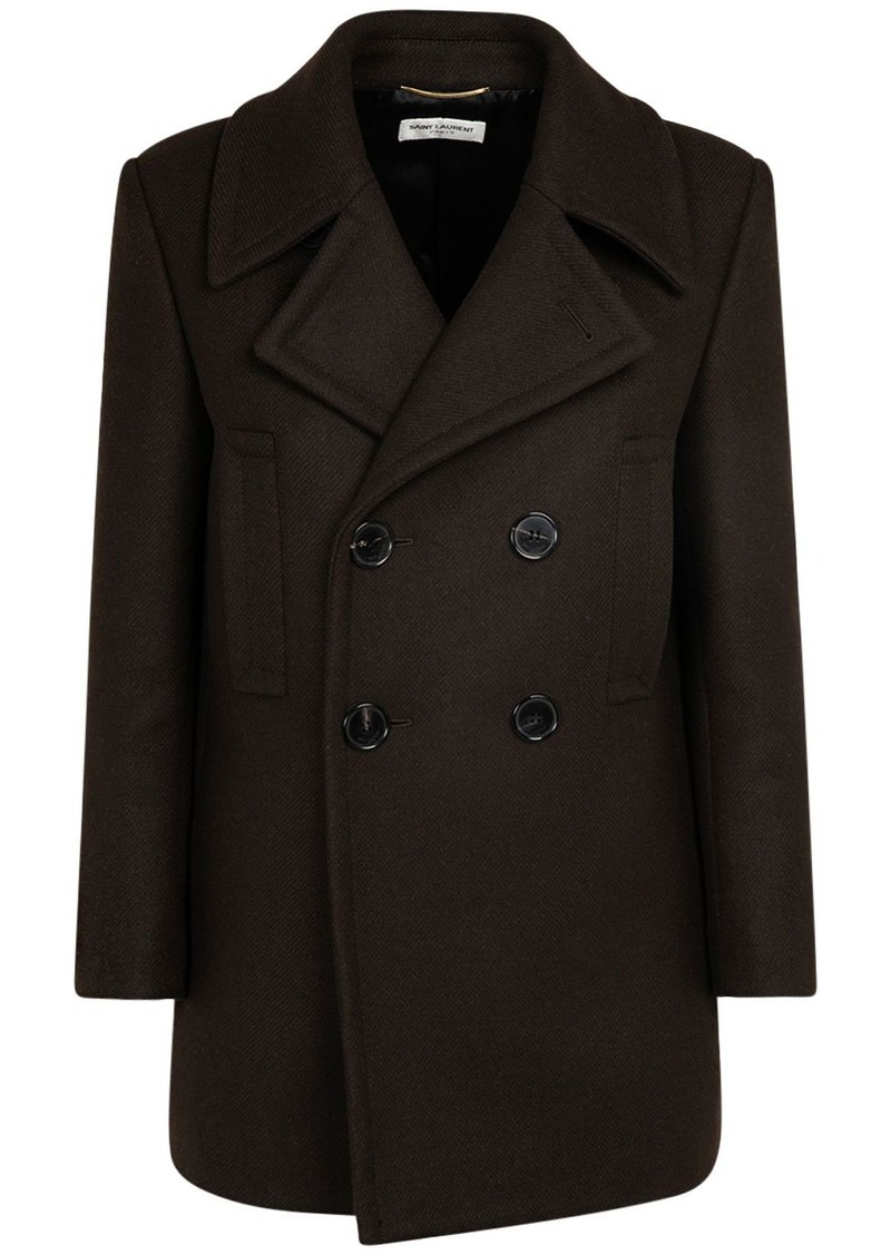 Saint Laurent Wool Caban Double Breasted Coat