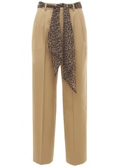 Saint Laurent Wool Gabardine Pants W/ Leopard Belt