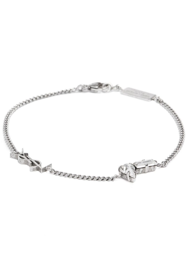Saint Laurent Ysl & Crystals Chain Bracelet