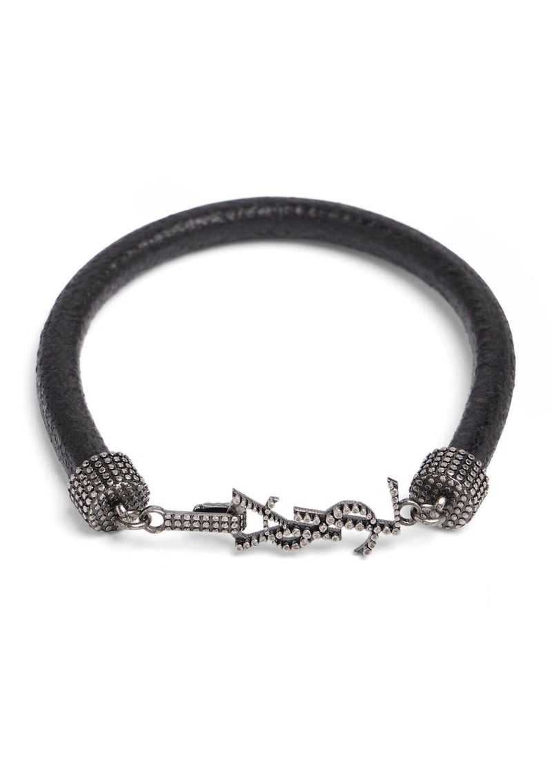 Saint Laurent Ysl Closure Leather Cord Bracelet
