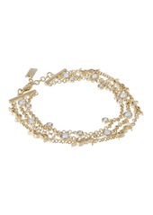 Saint Laurent Ysl Crystal & Brass Bracelet