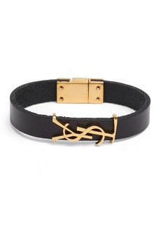 Saint Laurent Ysl Leather Bracelet