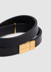 Saint Laurent Ysl Opyum Double Wrap Leather Bracelet