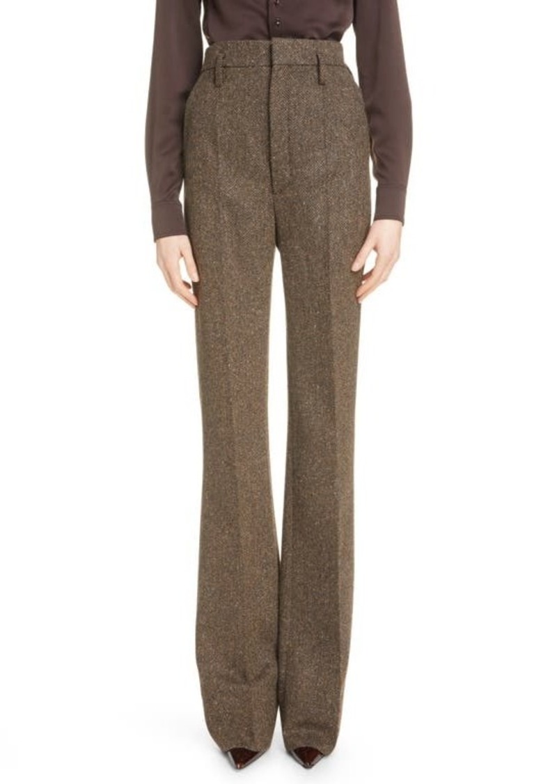 Yves Saint Laurent High Waist Wool Herringbone Pants