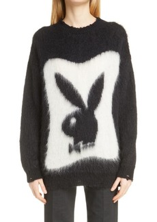 Yves Saint Laurent Oversize Playboy Intarsia Mohair Blend Sweater