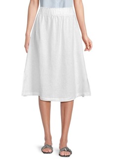 Saks Fifth Avenue 100% Linen A-line Midi Skirt