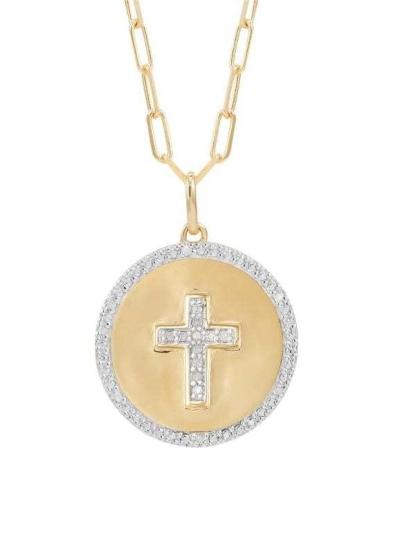 Saks Fifth Avenue 14K Goldplated Sterling Silver & 0.1 TCW Diamond Cross Pendant Necklace