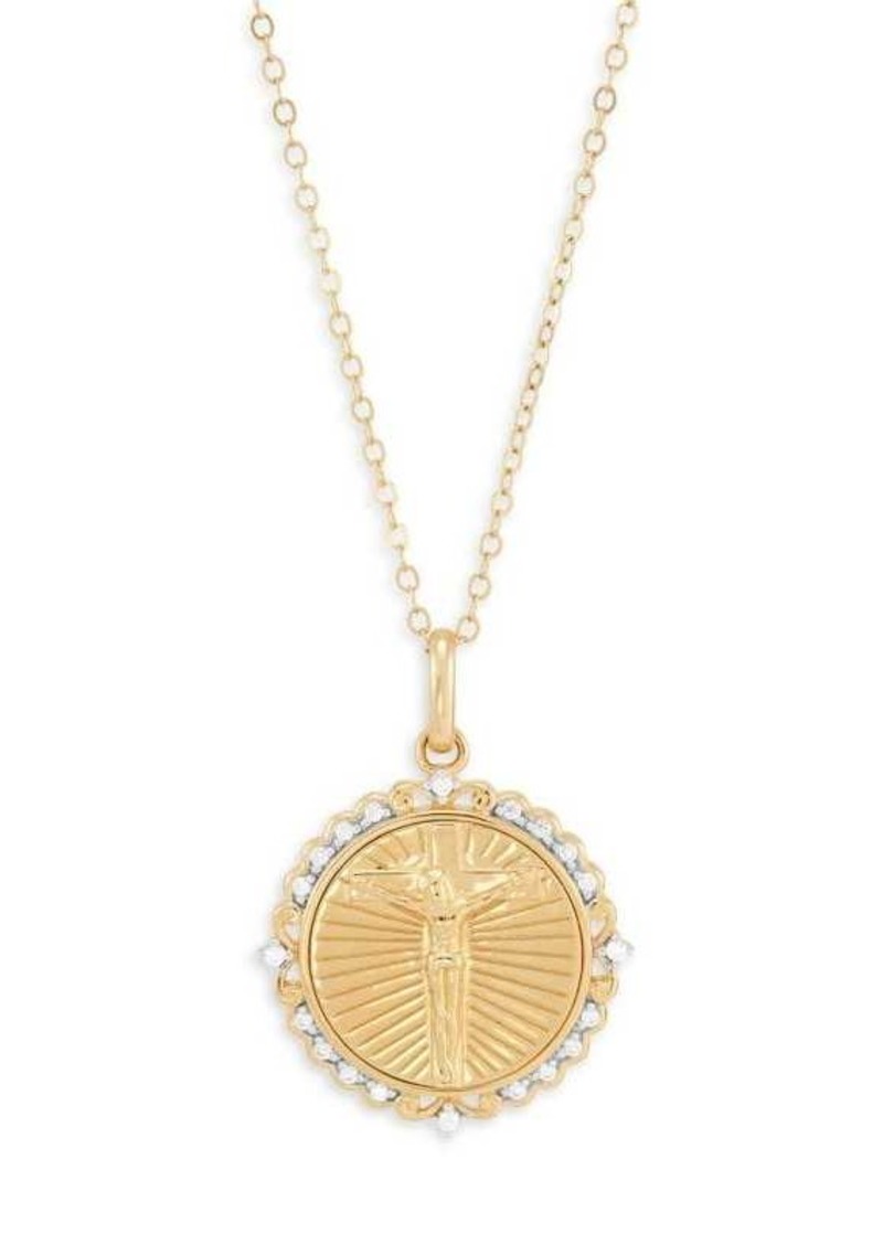 Saks Fifth Avenue 14K Goldplated Sterling Silver & 0.1 TCW Diamond Jesus Pendant Necklace