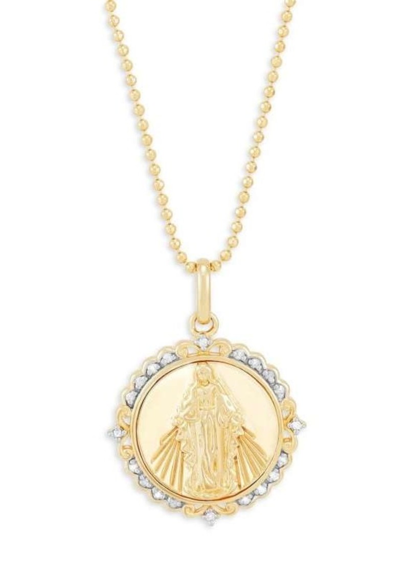 Saks Fifth Avenue 14K Goldplated Sterling Silver & 0.1 TCW Diamond Virgin Mary Pendant Necklace