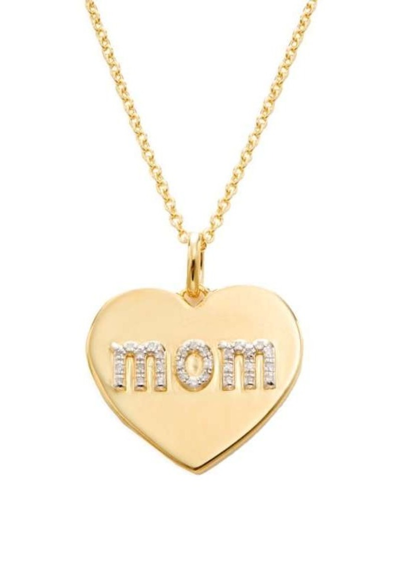 Saks Fifth Avenue 14K Goldplated Sterling Silver & 0.10 TCW Diamond Mom Heart Pendant Necklace