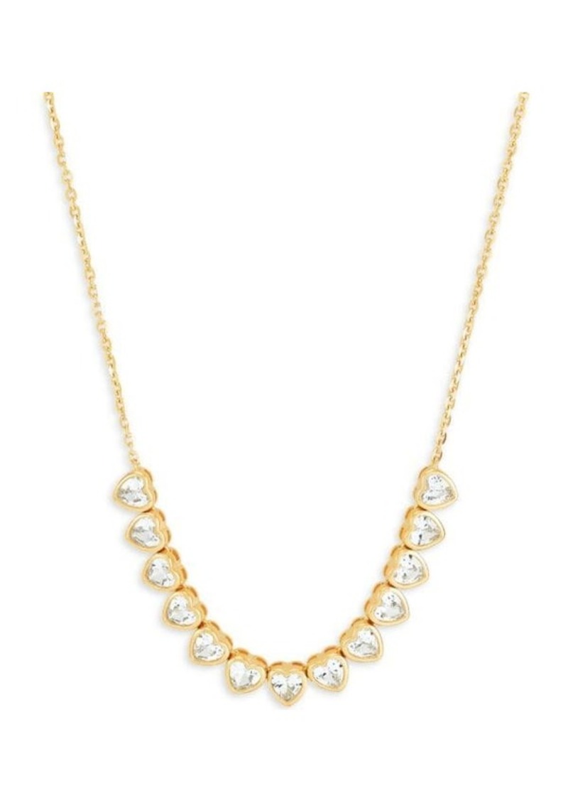 Saks Fifth Avenue 14K Goldplated Sterling Silver & Heart Created White Sapphire Necklace
