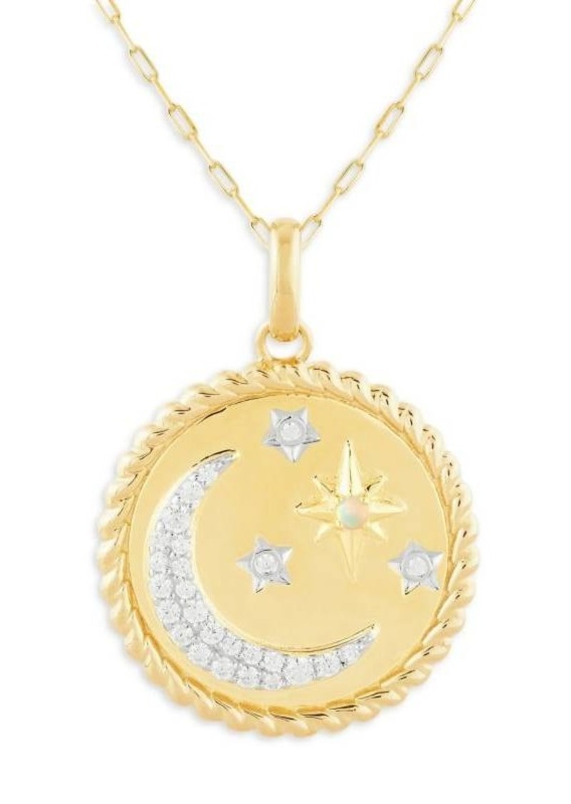 Saks Fifth Avenue 14K Goldplated Sterling Silver, Created Opal & Created Sapphire Moon Star Pendant Necklace