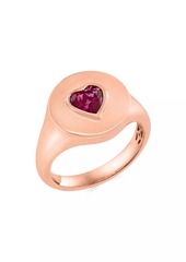 Saks Fifth Avenue 14K Rose Gold & Pink Tourmaline Heart Signet Ring