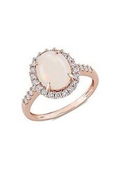 Saks Fifth Avenue 14K Rose Gold, Opal & Diamond Halo Ring/Size 6