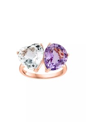 Saks Fifth Avenue 14K Rose Gold, White Topaz & Pink Amethyst Toi Et Moi Ring