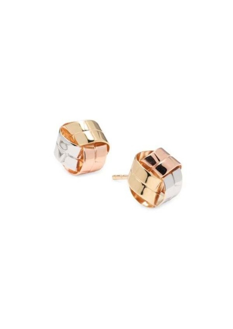 Saks Fifth Avenue 14K Tri Gold Cube Stud Earrings