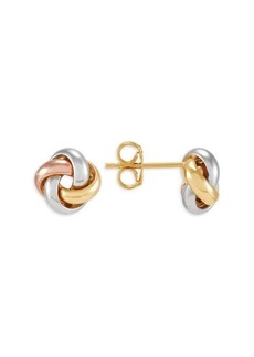 Saks Fifth Avenue 14K Tri-Tone Gold Knot Stud Earrings