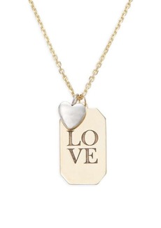 Saks Fifth Avenue 14K Two Tone Gold Love Tag Pendant Necklace