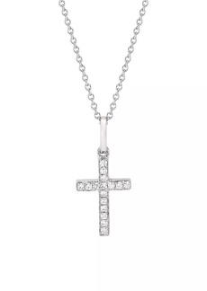 Saks Fifth Avenue 14K White Gold & 0.06 TCW Diamond Cross Pendant Necklace