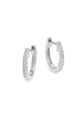 Saks Fifth Avenue 14K White Gold & 0.07 TCW Diamond Huggie Hoop Earrings