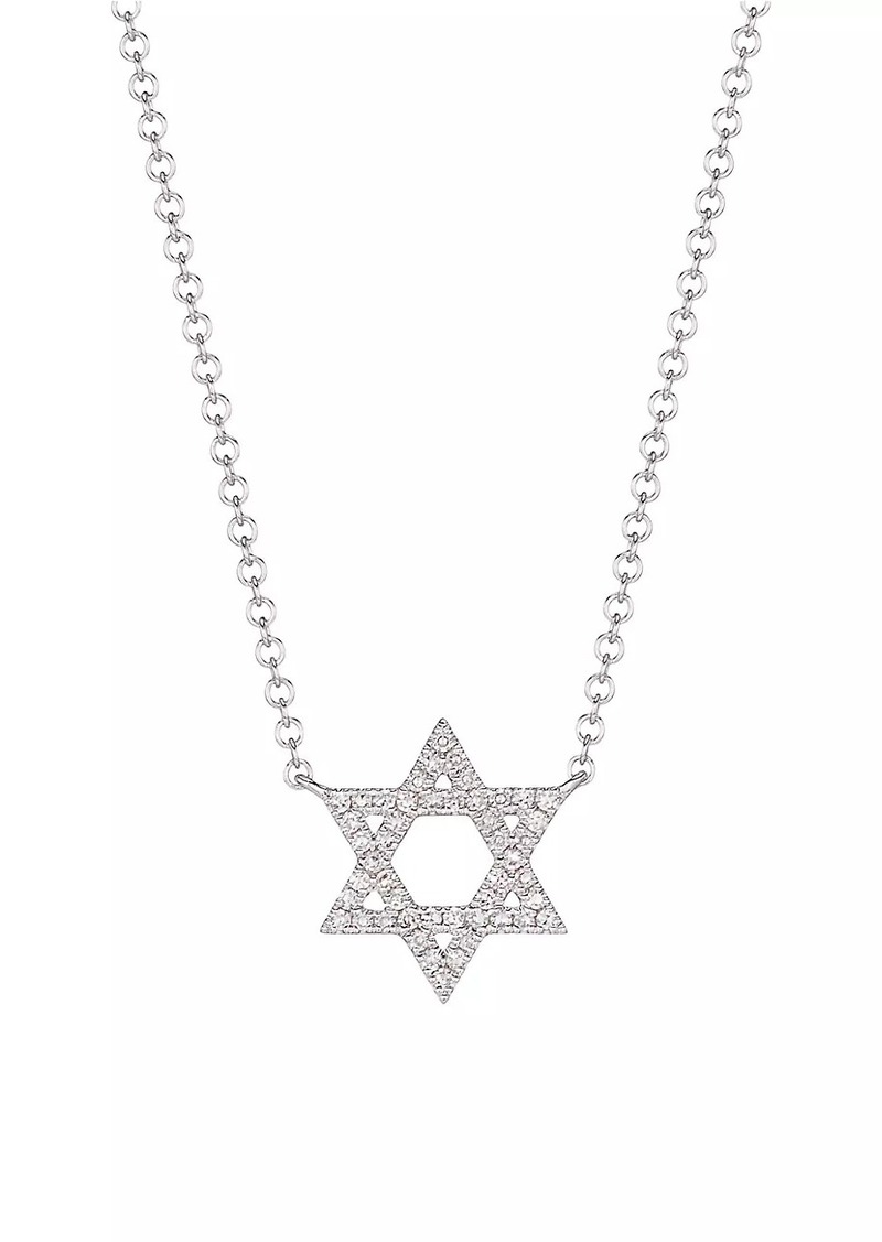 Saks Fifth Avenue 14K White Gold & 0.11 TCW Diamond Star Of David Pendant Necklace