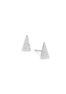 Saks Fifth Avenue 14K White Gold & 0.12 TCW Diamond Triangle Stud Earrings