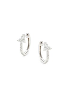 Saks Fifth Avenue 14K White Gold & 0.184 TCW Diamond Huggie Earrings