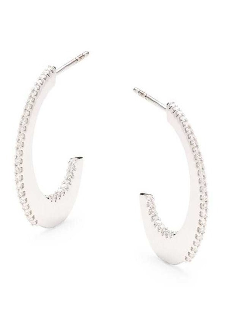 Saks Fifth Avenue 14K White Gold & 0.25 TCW Diamond Half Hoop Earrings