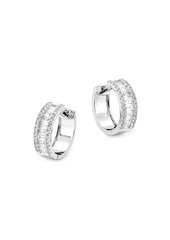 Saks Fifth Avenue 14K White Gold & 0.49 TCW Diamond Huggie Hoop Earrings