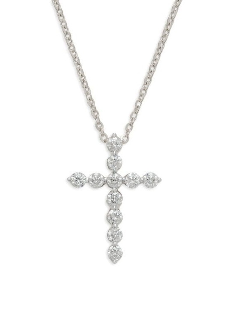 Saks Fifth Avenue 14K White Gold & 0.5 TCW Diamond Cross Pendant Necklace