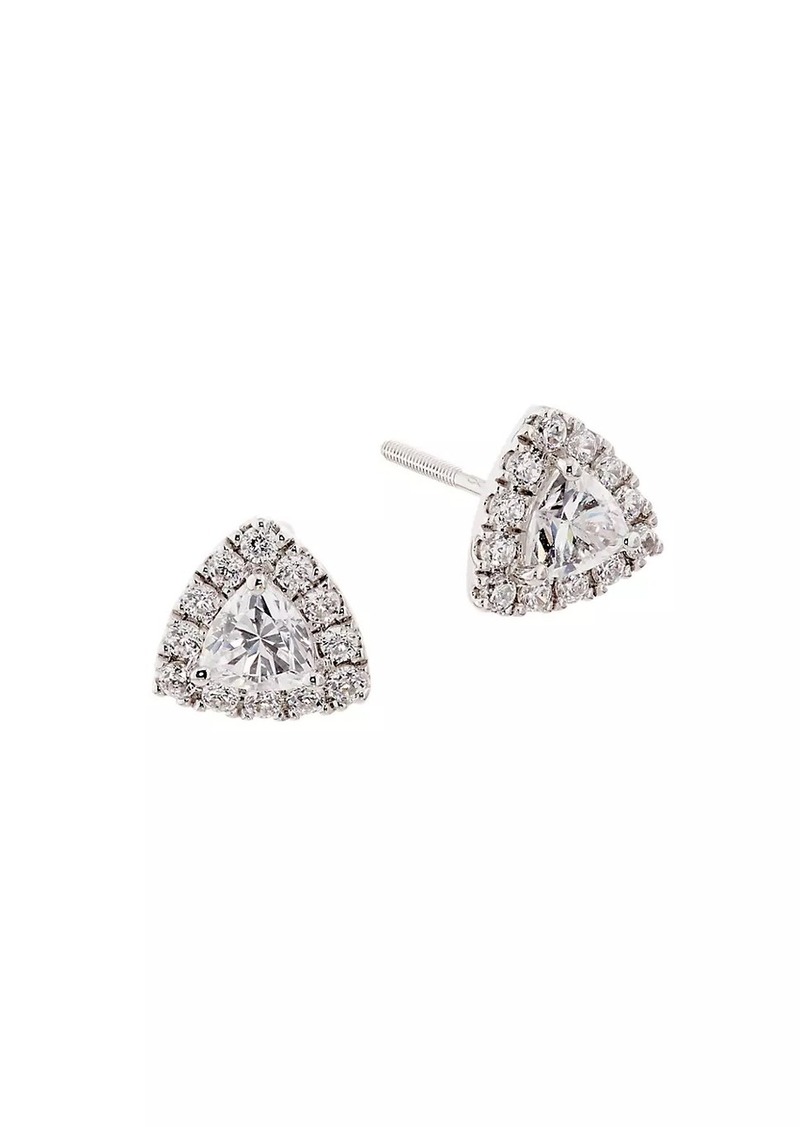 Saks Fifth Avenue 14K White Gold & 0.50 TCW Lab-Grown Diamond Halo Stud Earrings