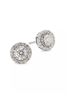 Saks Fifth Avenue 14K White Gold & 0.75 TCW Diamond Round Halo Stud Earrings